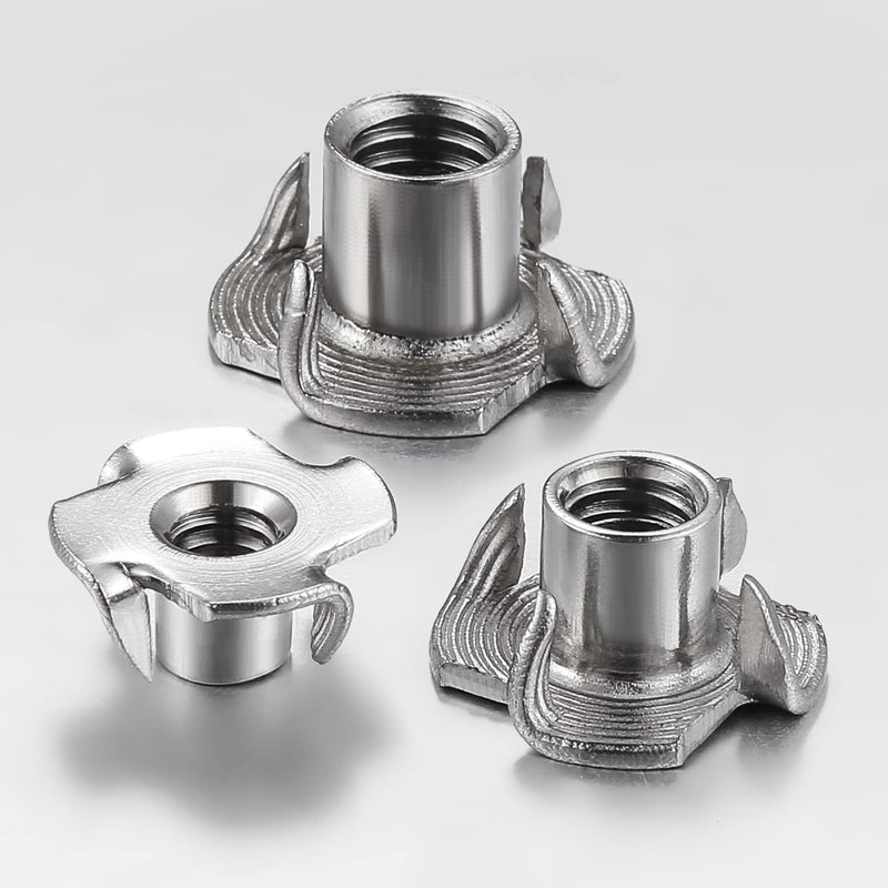 [Australia - AusPower] - 100pcs 1/4"-20 T-nut 304 stainless steel four-jaw - for home, hotel outdoor threaded insertion 