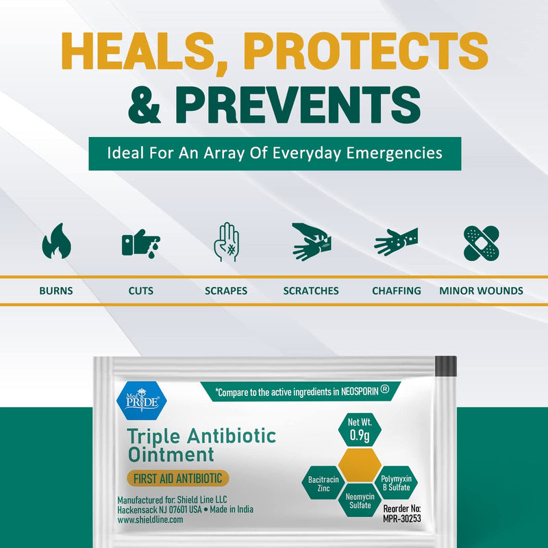 [Australia - AusPower] - MED PRIDE Triple Antibiotic Ointment [144 Packets x 0.9g Each]- First Aid Antibiotic Cream - Travel-Size Individual Antibiotic Ointment Packets for Burns, Scrapes, Cuts, Wound Care 