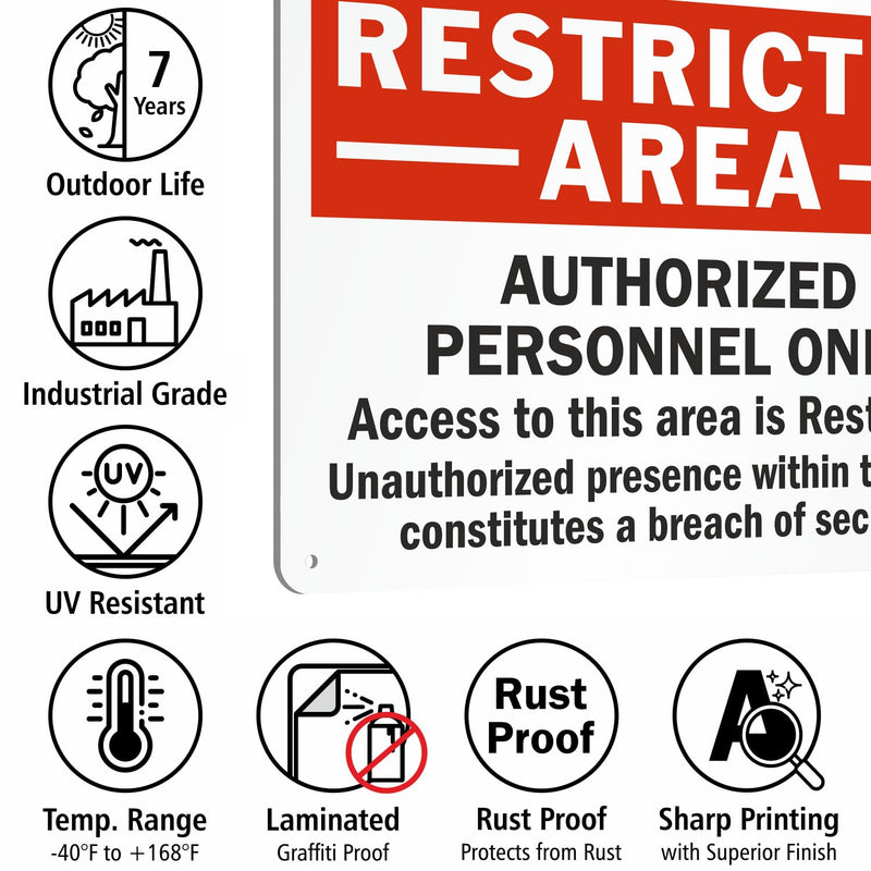 SmartSign "Restricted Area - Authorized Personnel Only" Sign | 10" x 14" Aluminum 10" x 14"