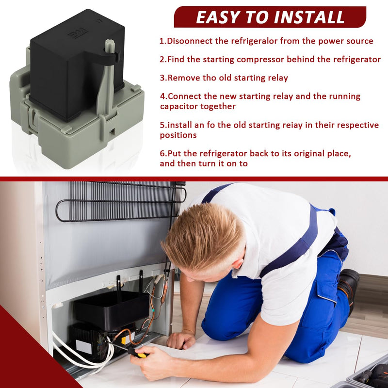 W10189190 W10662129 Refrigerator Start Relay and Capacitor Kit for Whirlpool Kenmore - Compatible with Embraco QD TSD2 Compressor - Replaces WPW10189190 WPW10662129 W10197428 241941003