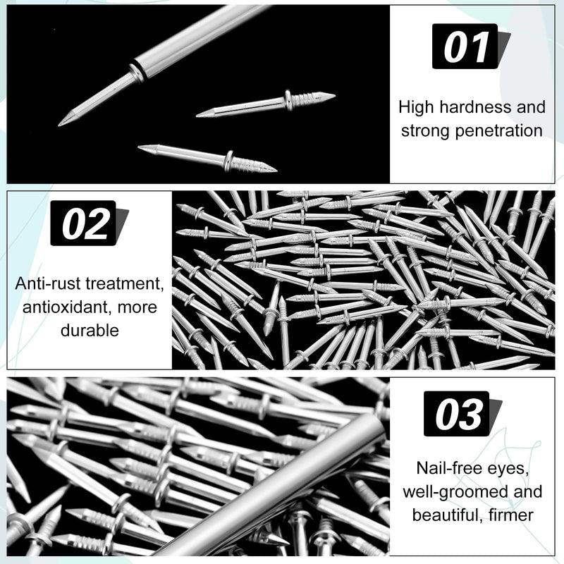 [Australia - AusPower] - 100Pcs Double-Head Skirting Thread Seamless Nail, Skirting Line Without Marks Nail, Invisible Security Screws Equipped with Nail Specific Sleeve Tool 100 