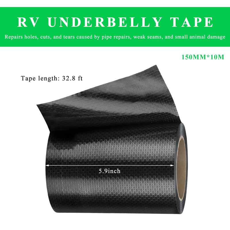 RV Underbelly Tape, 6"×33' Auto Underbody Repair Fabric Tapes with Permanent Sealing Adhesive, Waterproof Flex Belly Tape Tear Repair Patch for Cars Campers Trailers 6 Inches×33 Feet