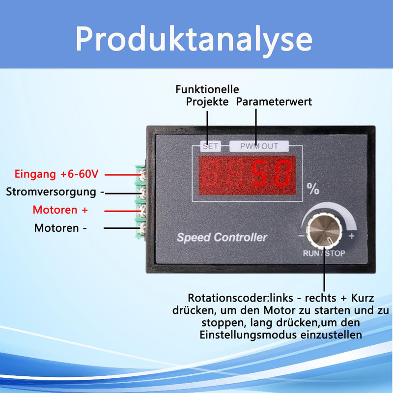 PWM Motor Speed Controller, 6-60V 30A DC Motor Speed Controller | Motor speed controller with LED numerical, speed adjustable stepless regulator motor rotary knob