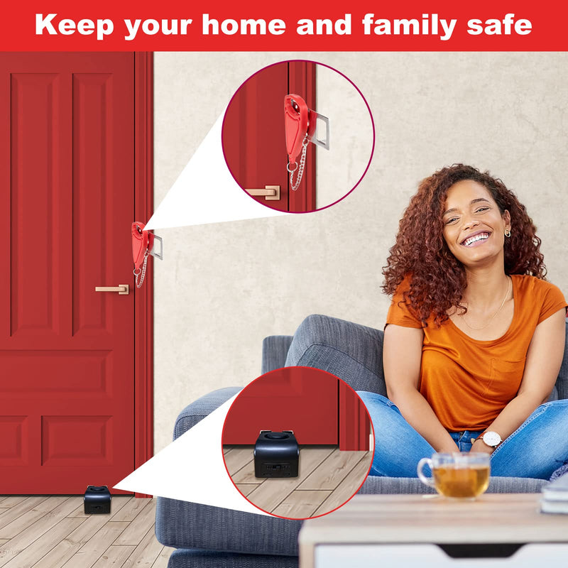 AceMining Portable Door Lock Home Security Door Lock Travel Lockdown Locks for Additional Safety and Privacy Perfect for Traveling Hotel Home Apartment College - 4 Pack 4 Pack-Standard