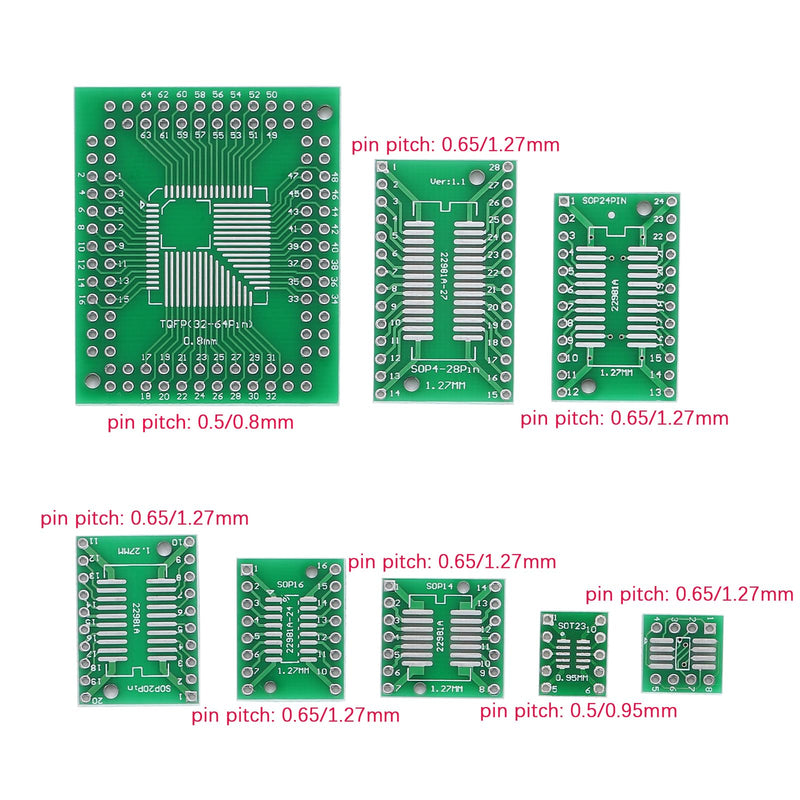 [Australia - AusPower] - 80PCS 8 Vaules PCB Proto Board Kit SMD Turn to DIP Adapter Converter Plate SOP MSOP SSOP TSSOP SOT 8 10 14 16 20 24 28 TQFP 32 44 64 84 100 