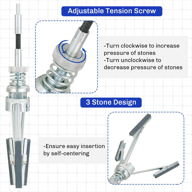[Australia - AusPower] - Engine Cylinder Hone Tool | 2" to 6-1/2" Diameter Adjustable Deglazer with Extra 3PCS Stones 220 Grit Engine Cylinder Hone Adjustable Deglaze Set for Grinding Holes (3") 3" 