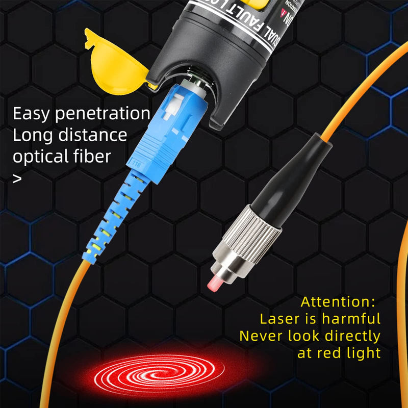 [Australia - AusPower] - Fiber Optic Cable Troubleshoot Kit - Visual Fault Locator & 2pcs Fiber Cleaners Pens & 1pc FC to LC Adapter & 1pc LC, SC, ST, FC Coupler & 3 Short Patch Cords (Mode Number: VFL-50) 