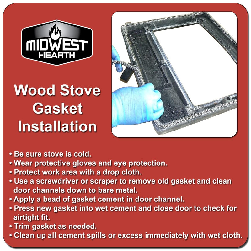 Midwest Hearth Wood Stove Replacement Gasket for Woodburning Stoves - Graphite Impregnated Fiberglass Gaskets (11/16" x 3/16" x 54" Flat Tape w/Self Adhesive Back) 11/16" x 3/16" x 54" Flat Tape w/ Self Adhesive