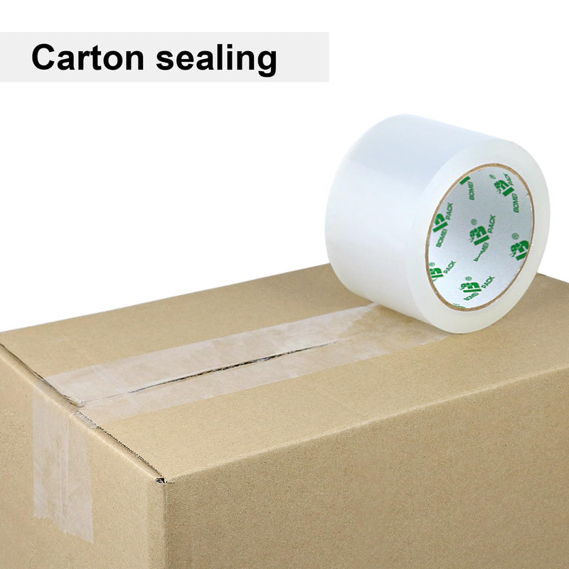 BOMEI PACK 3 inch Wide Clear Packing Tape, 3 inch x 55 Yards, Industrial Grade 3'' Heavy Duty Shipping Tape Refills for Box Office Moving, Packaging and Mailing