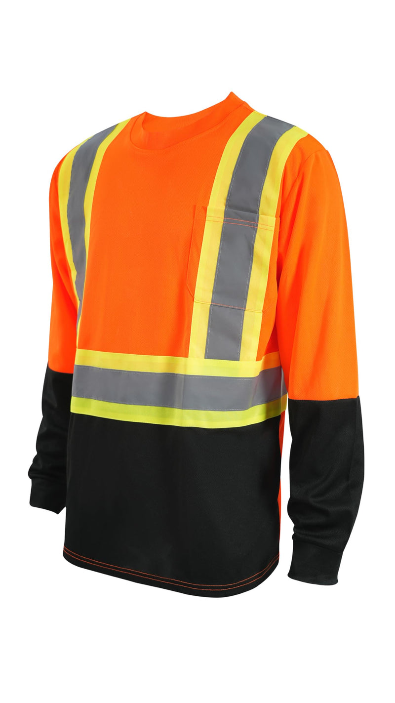 Facitisu High Visibility Safety T-Shirts with Reflective Stripes, Orange and Yellow, Short Sleeve Work Long Shirts, 5 Pack Set B-206 X-Large