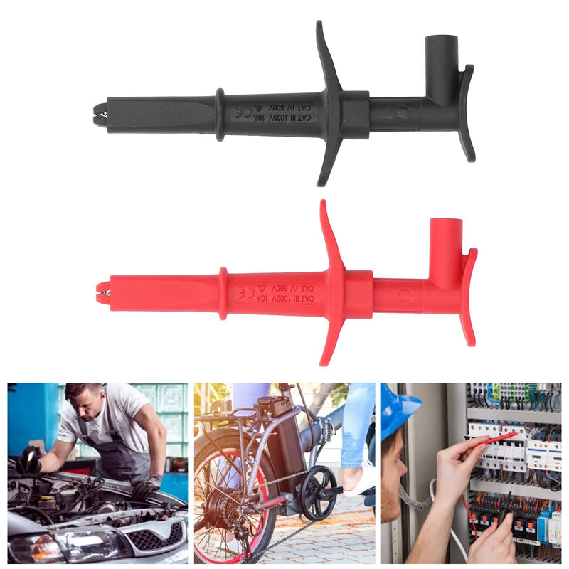 [Australia - AusPower] - Test Hook Clip, 1 Pair Test Hook Clip Crocodile Clamp Red Black Accessory Set Kit for Testing Electronic Components 