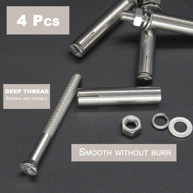 [Australia - AusPower] - 4 Pcs M8 x 80mm 304 Stainless Steel Hex Expansion Bolt, 304 Stainless Steel Expansion Screw Bolts Sleeve Anchoring Fastener Wall Concrete Brick Expansion Screw M8x80mm/4 Pcs 