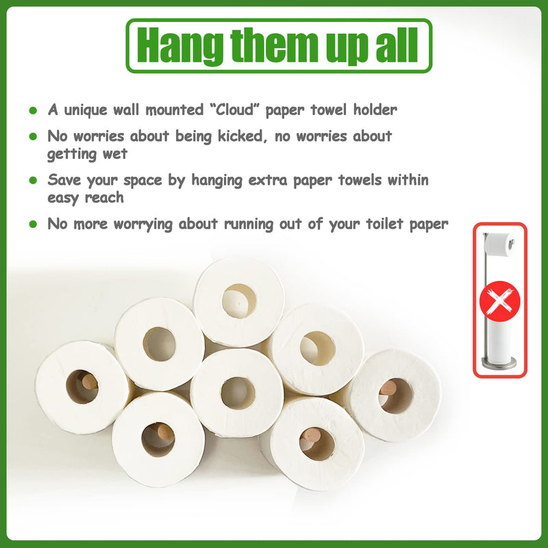 Cloud Paper Holder, Space-Saving Cute Decor 4-13 Rolls Toilet Paper Hold Wood Artistic Decoration for Toilet Kitchen Bathroom bar Restaurant Indoor Decor (Larger Rolls) Larger Rolls