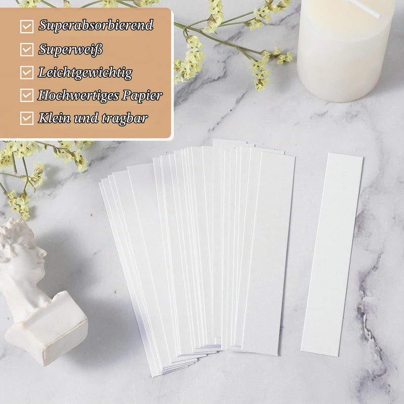 Bewudy Pack of 200 Test Paper Perfume Test Strips, Disposable Perfume Tester Strips, Fragrance Tester Paper, Rectangular Aromatherapy Fragrance Tester Paper for Testing Fragrances, Essential Oils (9 x 1.5 cm) 9 x 1,5 cm