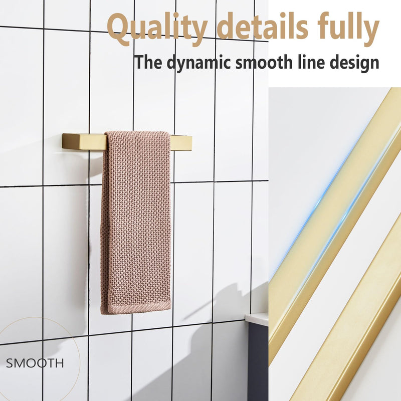 KOKOSIRI Towel Bar Brushed Gold Hand Towel Holder 12 Inch Kitchen Towel Hanger Rack Stainless Steel Bathroom Hardware Wall Mounted, 1 Pack B4008BG-L12 12-Inch