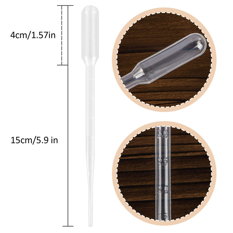 [Australia - AusPower] - Disposable Pipettes Dropper 50pcs - 3ml Plastic Pipettes Droppers Pippettes Pippets Water Dropper Mini Transfer Pipettes Droppers for Ersessential Oils Pipets Small Measuring Liquid Dropper 