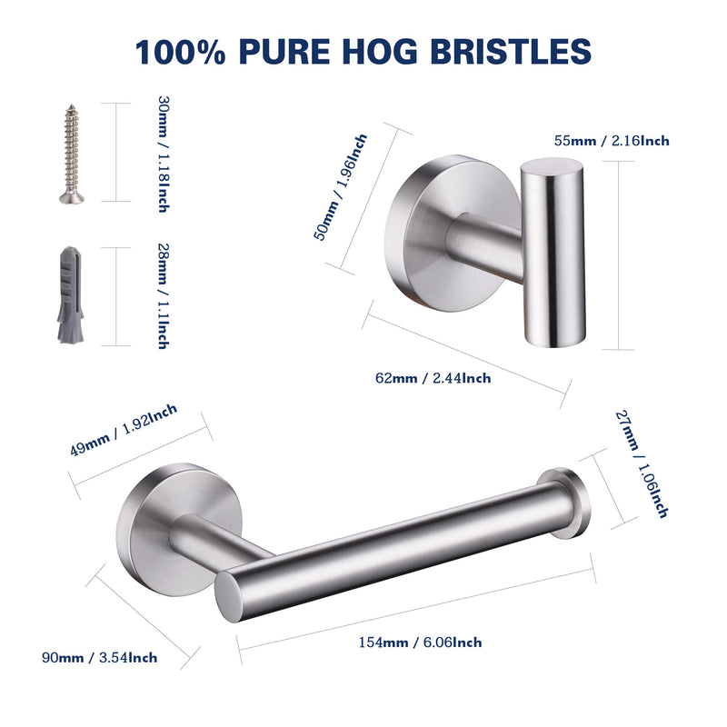 Bathroom Hardware Set, Premium Stainless Steel 3-Piece Include 5 Inch Toilet Paper Holders and 2 Towel Robe Holder Hook for Bathroom, Kitchen, Washroom Wall Mount Brushed Nickel
