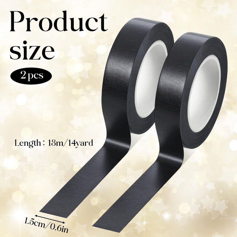 2 Roll Black Washi Tape 0.59 Inch x 14 Yards Self Adhesive Masking Sticker Border Masking Tapes for Assisting and Decorating Paintings Holiday Gift Boxes Scrapbooks DIY Art Craft Wrapping Decoration