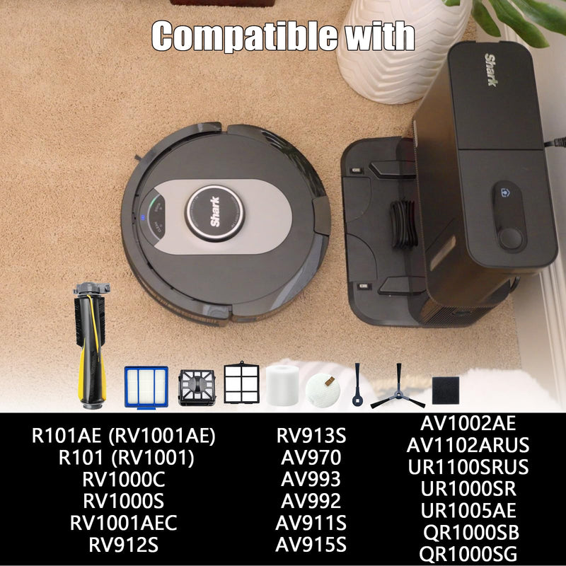 [Australia - AusPower] - Replacement Parts for Shark IQ RV1001AE Shark AV911S EZ, AV1010AE RV1000 RV1001 AV970 AV993 AV1002AE UR1000SR UR1005AE Vacuum Cleaners,Side/Sweep Brush Filter Main/Roller Brush Shell Clean Base Filter IQ(2+3+4+6) 