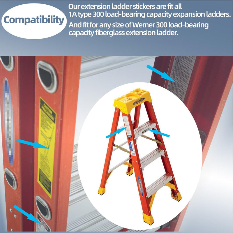 20 Set Fiberglass Step Ladder Label Kits Compatible with Werner Extension Ladder Safety Inspection Stickers Replacement Parts