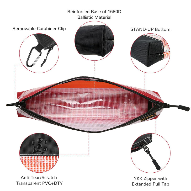 Clear Tool Pouch, 14" Long Tool Bag, Small Zipper Pouch, See Through Tool Pouch Bag for Tool Box Organizers and Storage, Heavy Duty Tool Bag for Men and Women, 3 Pack Semi-trans 14"-narrow