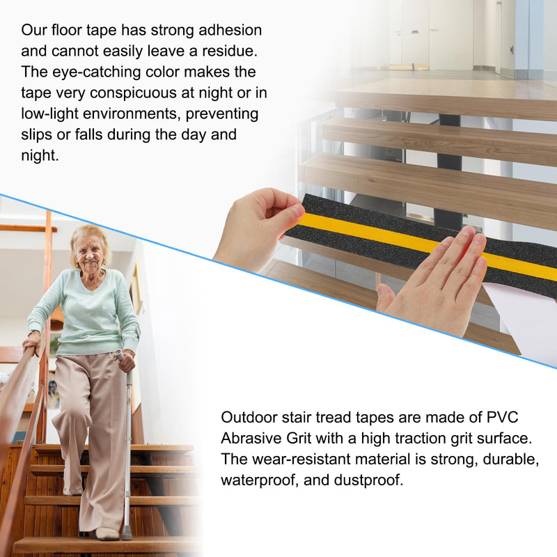 PATIKIL 2 Inch x 16.4 Ft Anti Slip Traction Tape with Reflective Strip, Non-Slip Grip Tape Non Skid Tread Safety Tape for Stairs Steps Deck, Black 1