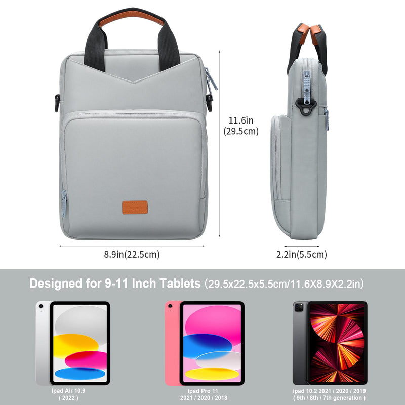 [Australia - AusPower] - 9-11 Inch Tablet Carrying Case Bag, Padded Travel Sleeve for iPad Pro 11 (2022-2018), iPad 10.9, iPad Air (5/4th Gen), Galaxy Tab S9/S8 (Gray) Gray 