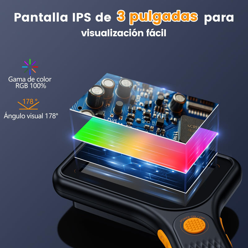[Australia - AusPower] - Microscope for Adults Children, Ahalfcit 3.0 Inch Screen Digital Microscope, 500x Magnification, Handheld Magnifier with 8 LED Lights, USB Port for PC Compatible with Windows/MacOS - Black 