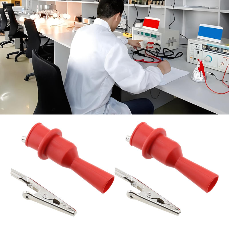 [Australia - AusPower] - 12PCS Multimeter Silicone Insulated Alligator Clips Set Including Red/Black Each 6 with 2mm Socket for Laboratory Electric Testing Work Cable Lead Clip 