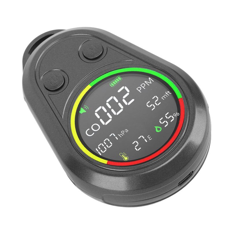 Portable Air Quality Detector 5 in 1 CO Altitude Atmospheric Pressure Temperature Humidity Tester with Altimeter Barometer Thermometer for Outdoor Activities