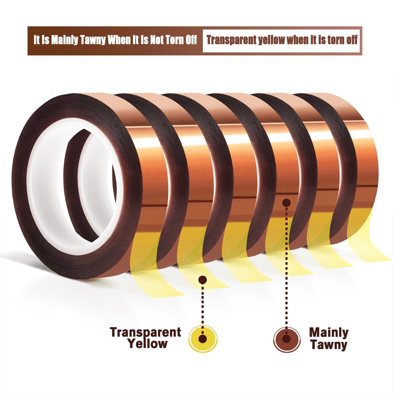 [Australia - AusPower] - 6 Rolls 10mm x16m(52FT) Heat Tape High Temperature Heat Resistant Tape Heat Transfer Tape for Heat Sublimation Press Vinyl,No Residue 
