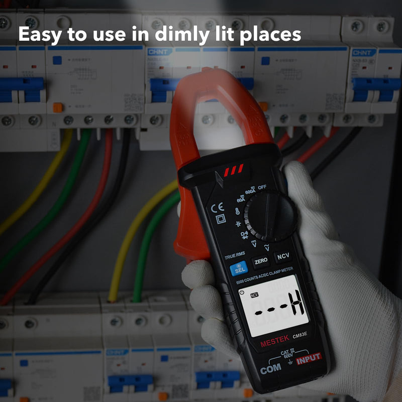 [Australia - AusPower] - MESTEK Digital Clamp Meter Multimeter Tester TRMS 6000 Counts Amp Volt Meter, Auto-Ranging Voltmeter Measures AC/DC Current, Voltage, Temperature, Capacitance, Resistance, Continuity, Diode & NCV 600A AC DC Current Meter 