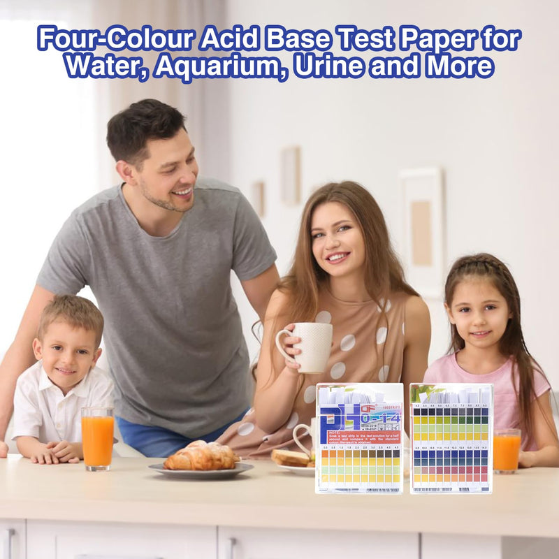 [Australia - AusPower] - Pack of 100 PH Test Strips, PH Value Test Strips, Four Colour Acid Base Test Strips, Litmus Paper, Test Bases Acid Water, Measuring Range (PH 0-14), Strip Strips for Home, Aquariums, Laboratories 