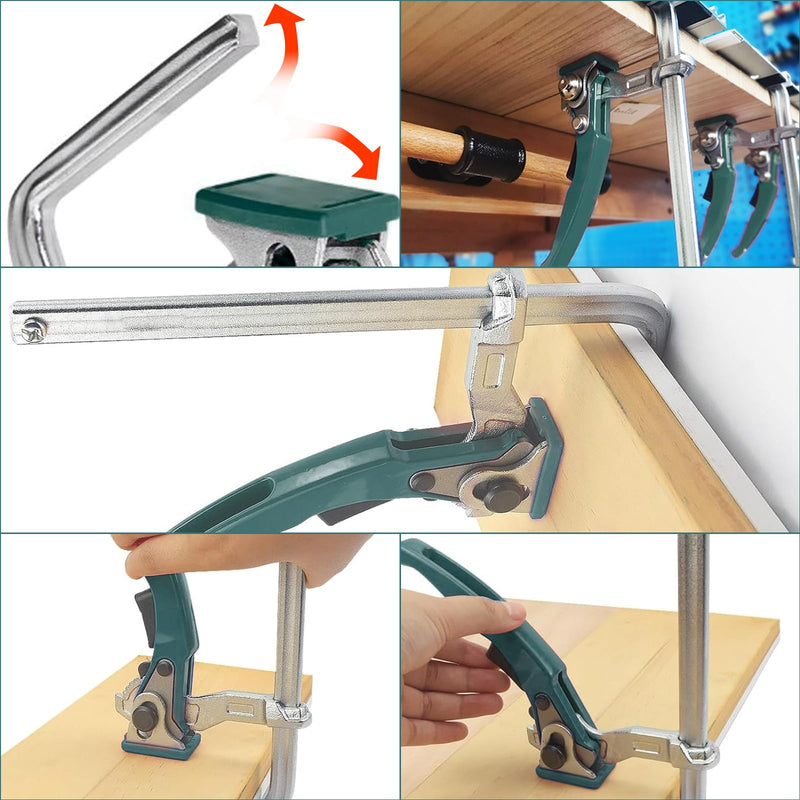 2 x lever clamps, all-steel table clamp with lever handle | Quick release ferrule with 160 mm capacity and 60 mm throat depth for cutting grinding, green 2 Piece Lever Clamp Set