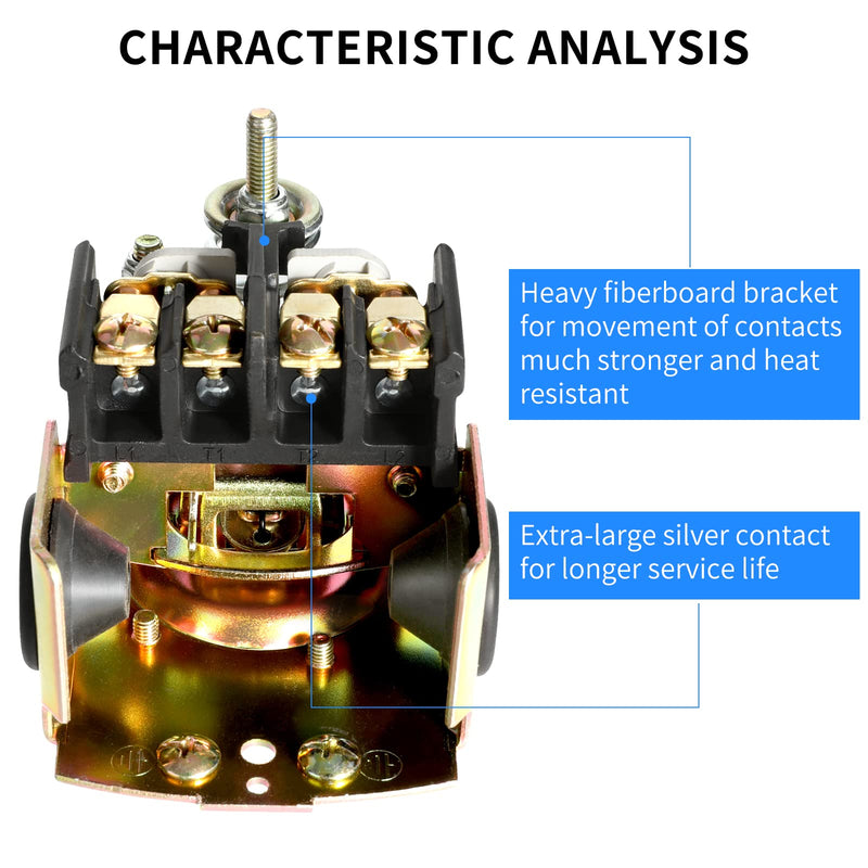 [Australia - AusPower] - Pessure Switch for Well Pump, Enmja 40-60Psi Water Pressure Switch Adjustable Differential, 1/4" Female NPT Water Pump Pressure Control Switch 
