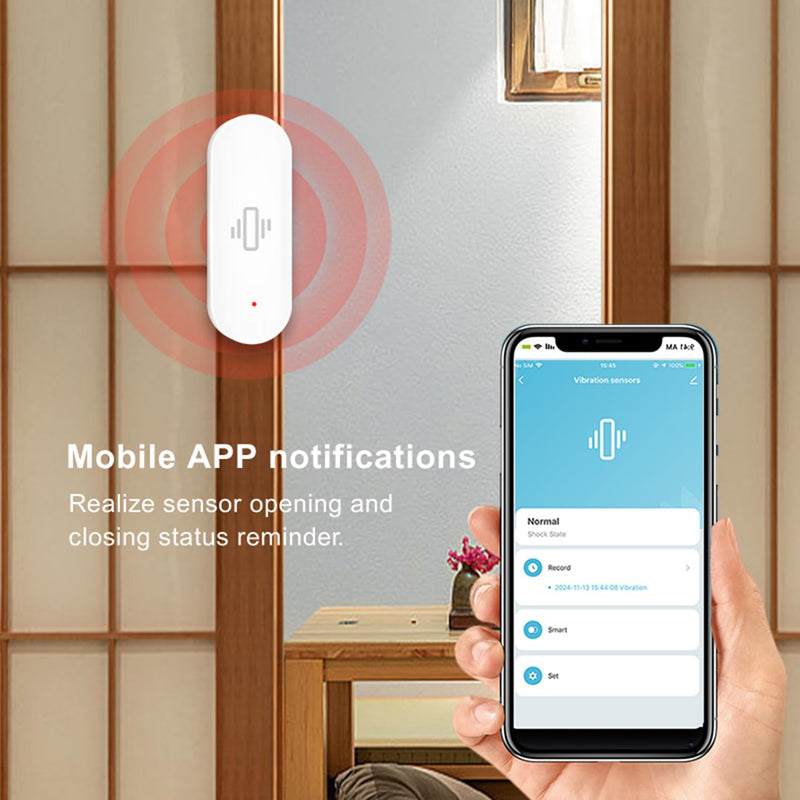 [Australia - AusPower] - WiFi Vibration Sensor: Smart Door Window Sensor with App Alerts, Wireless Glass Break Detector, Adjustable Sensitivity, Compatible with Alexa Google Home (2Pack) 2-Pack 