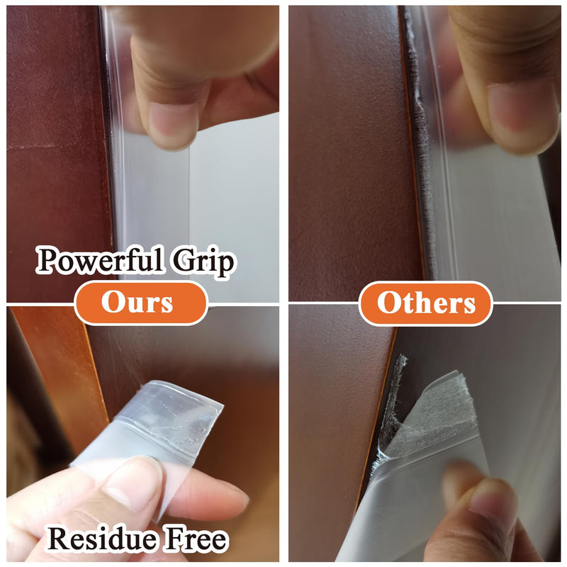 Upgraded 32.8FT Silicone Weather Stripping Door Seal, No Residue Glass Shower Door Seal Strip Under Door Draft Stopper Silicone Sealing Tape for Doors Windows Shower Glass Gap,Transparent,35MM 35 mm x 10 m