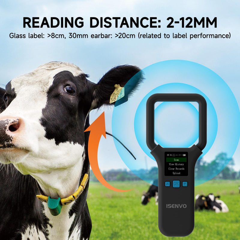 AR190E Bluethooth Pet Microchip Scanner, Wireless Handheld RFID Animal Reader, 134.2kHz Pet Chip Scanner with OLED Display Animal Tag Reader EMID FDX-B(ISO11784/11785)