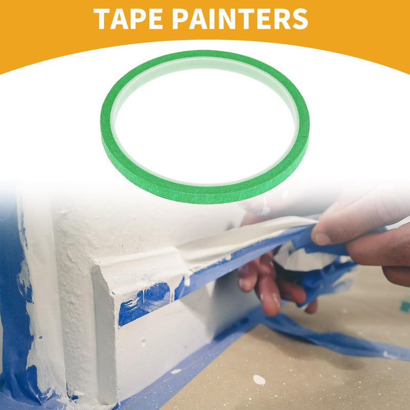 1 Pc 0.2 Inches x 10.9 Yards Universal Painters Tape - DIY Car Auto Paint for Masking Tape No Residue - Crepe Paper Green