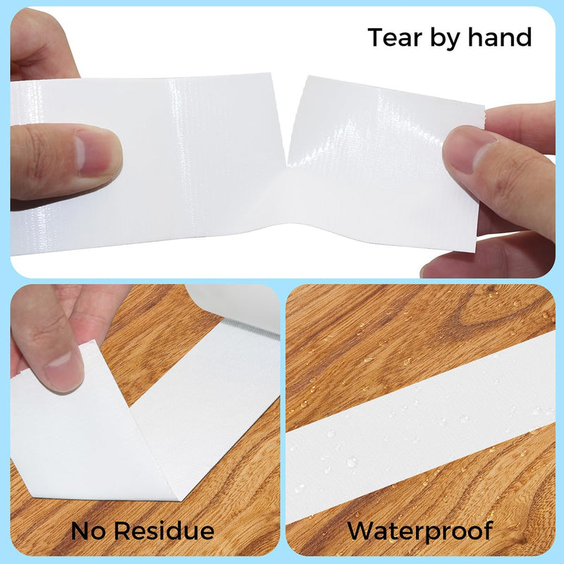 [Australia - AusPower] - Duct Tape, 2 Inch x 35 Yards, 1 Roll, Waterproof and Heavy Duty, Tear by Hand, for Packing Repairing and Crafts (White) White 
