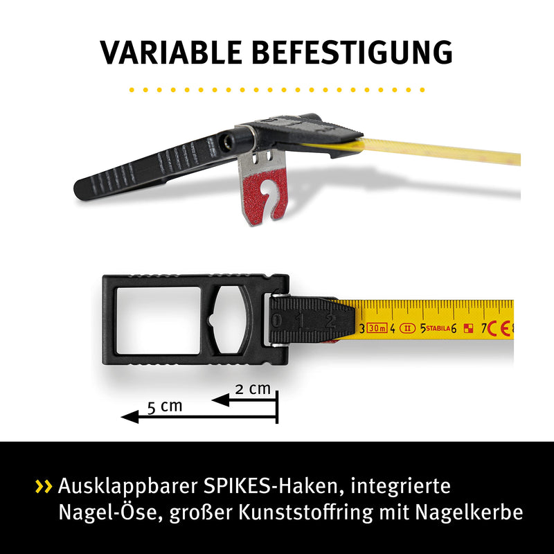 [Australia - AusPower] - Stabila Capsule Tape Measure LBM 2000 Steel, 20 m, Steel Measuring Tape with Metric Scale and Nylon Wrap Coating, Universal Hook, Shatterproof Capsule, MID Accuracy LBM2000 ST20 Black Yellow 