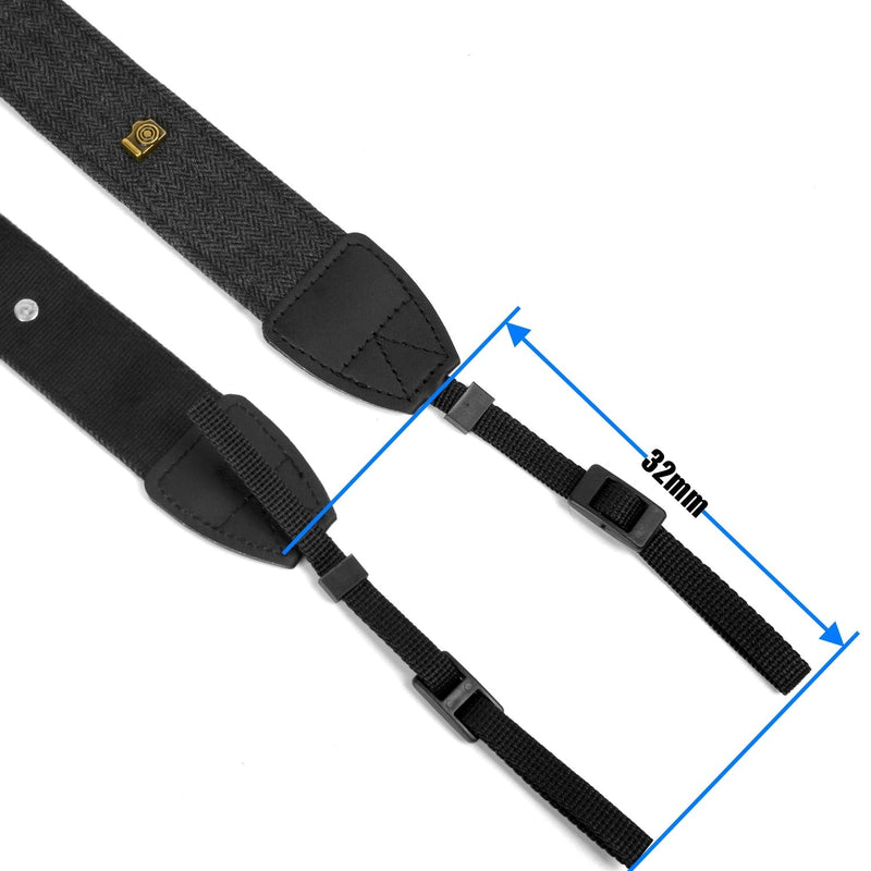 [Australia - AusPower] - WANBY Camera Strap Black Canvas Neck Shoulder Strap with Quick Release Buckles for DSLR SLR 