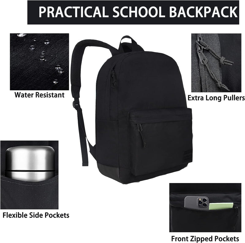 [Australia - AusPower] - SUPACOOL Lightweight Casual Laptop Backpack with USB Charging Port For for Men and Women, Daily use backpack, Backpack for College (Full Black) Full Black 