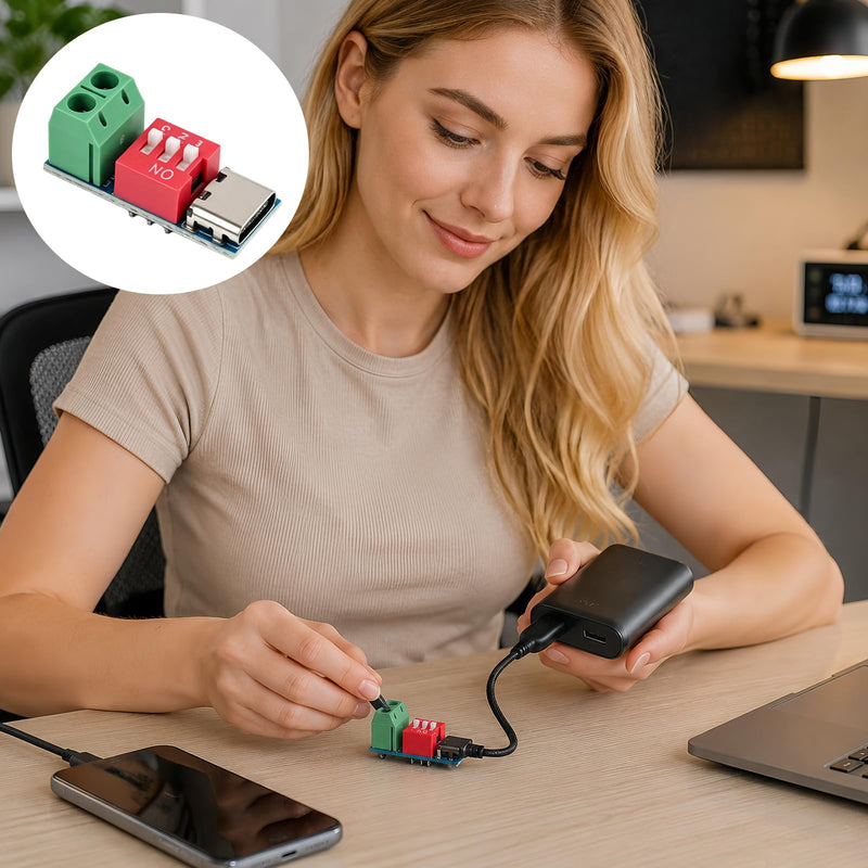 Pack of 5 USB C PD Trigger Board Module, Adjustable USB C 5V Module, PD/QC Decoy Board with DIP Switch, PCB Converter Board USB C, Quick Charge Module USB C, PD Quick Charge Test Board