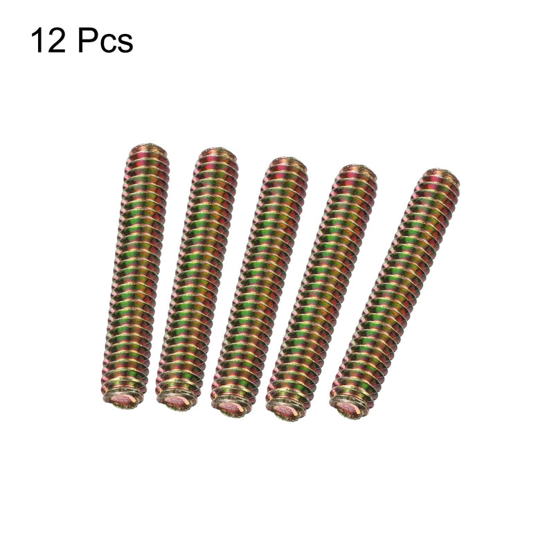 [Australia - AusPower] - uxcell 12pcs Fully Threaded Rods 1/4x1-1/2" All Thread Studs Long Threaded Screw Carbon Steel for Furniture Garden Railing Mounting Assembly Fastening Frame Connection Colorful Zinc 1/4x1-1/2" 