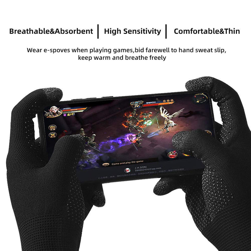 [Australia - AusPower] - Game Gloves, Anti-Sweat Breathable, Touch Finger Gaming Glove for Highly Sensitive Nano-Silver Fiber Material, Dot Silica Gel Palm Non-Slip Design, Support Almost All Mobile Gaming 