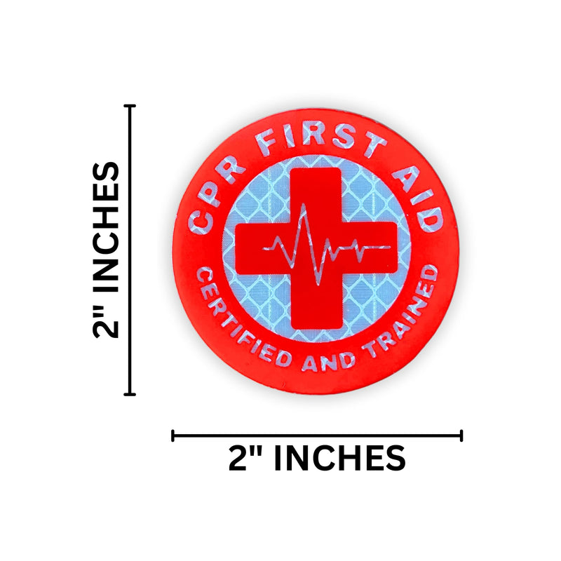 CPR & First Aid Trained Certified Hard Hat Reflective Stickers | 5 pk 2” Circles Safety Decals, OSHA Forklift Certified Hat Plastic Adhesive