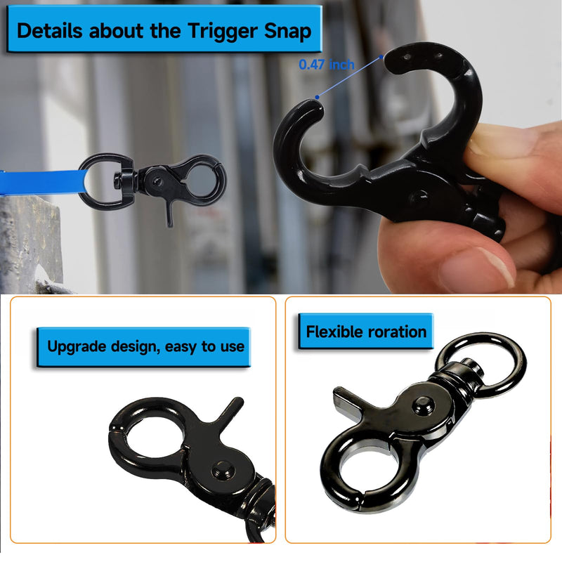 [Australia - AusPower] - Trigger Snap Hooks 2.32'' x 0.82'' Zinc Alloy Black Swivel Snap Hooks Heavy Duty Metal Lanyard Clips Hardware for Purse Bag Bird Cages 10 
