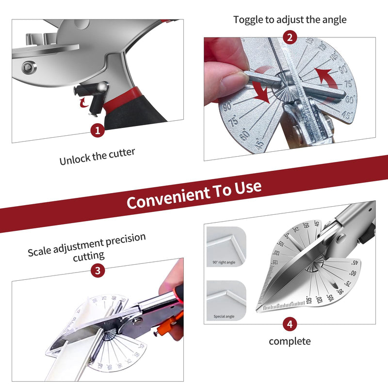[Australia - AusPower] - Multi Angle Miter Shears Miter Scissors For Soft Wood Plastic PVC Moulding Shoe Molding Angular Trim Cutter Tool, Adjustable at 45 To 135 Degree With Replacement Blades 