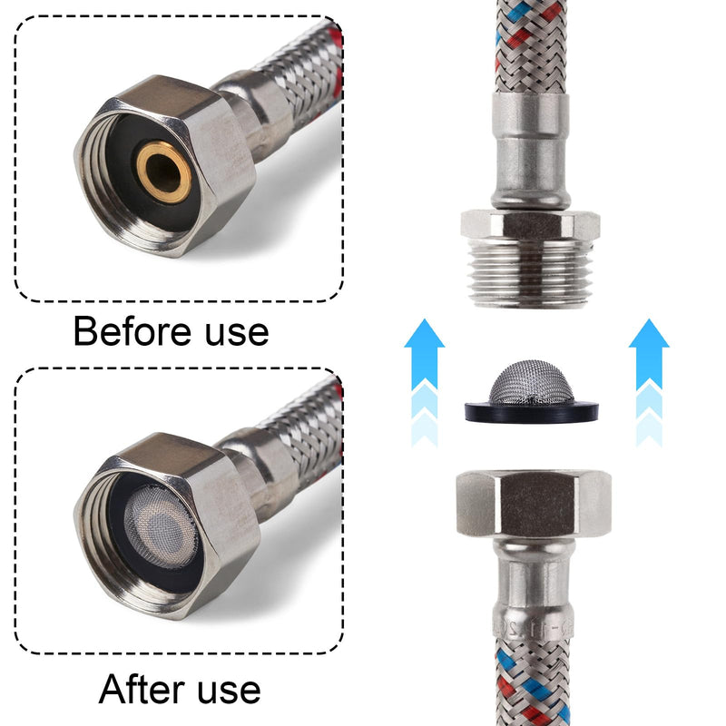 [Australia - AusPower] - BOXOB Pack of 20 Garden Hose Strainers, Stainless Steel Rubber Hose Seal with Strainer for 3/4 Inch Connection and 5/8 Inch Washing Machine Connection 